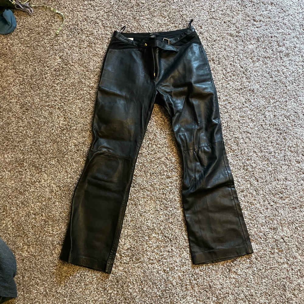 black leather pants